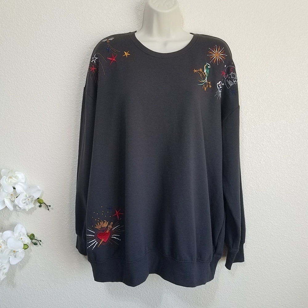 TORRID Royal Stars Relaxed Fit Cozy Fleece Drop Shoulder Sweatshirt
